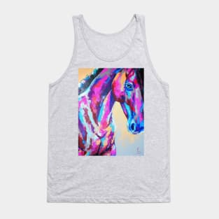 Oil horse portrait painting in multicolored tones. Tank Top